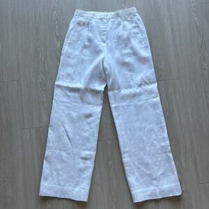 J Crew Wide Leg Essential Pants In Linen Womens Size 2 White